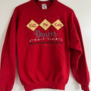 NOVELTY SWEATSHIRT Jerzees Red Crewneck Sweater bedazzled and embroidered